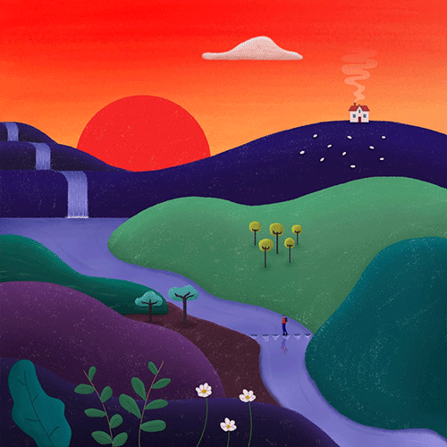 Hiker at Sunset